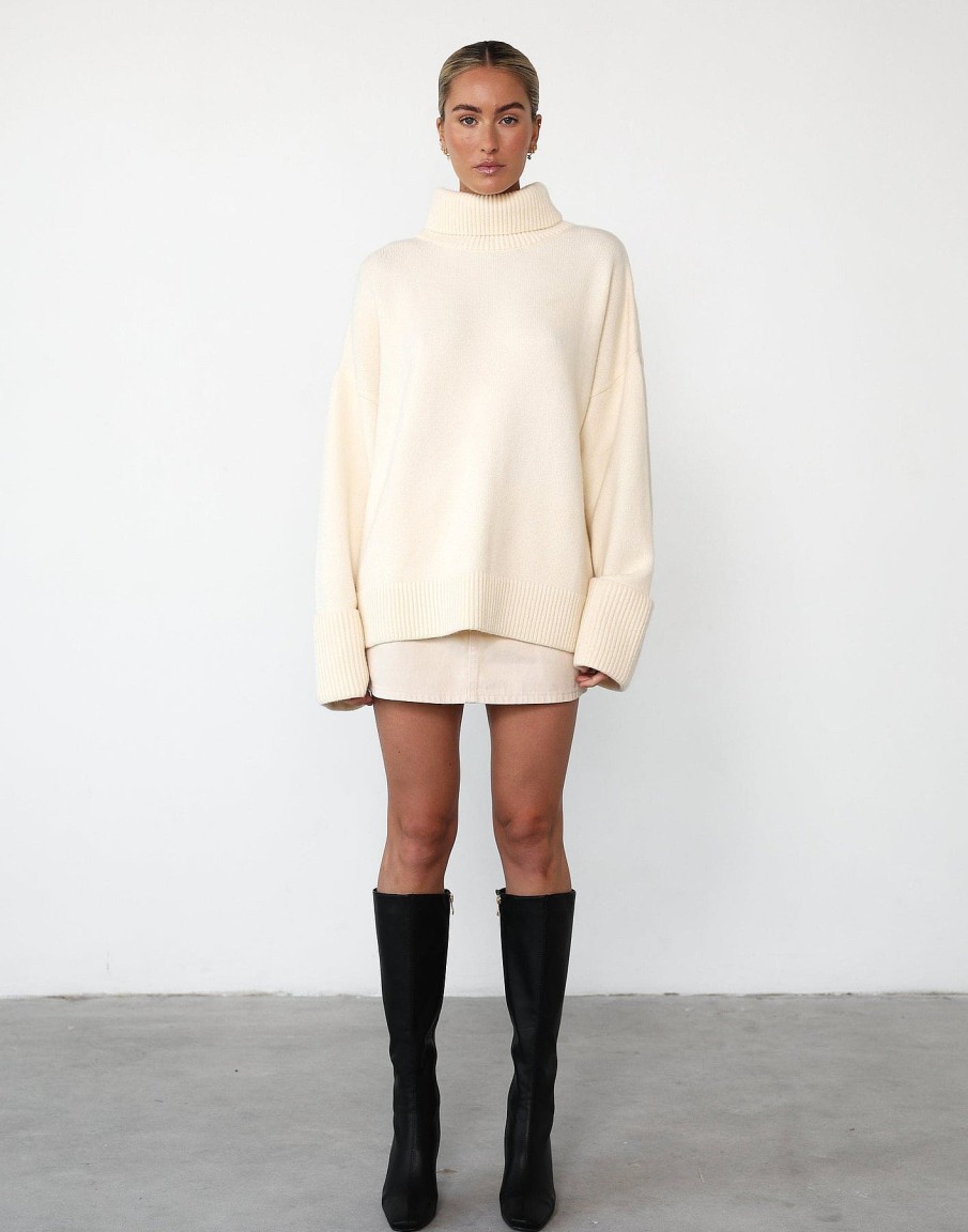 Clothing Charcoal Clothing Knitwear | Heath Knit Jumper (Cream)