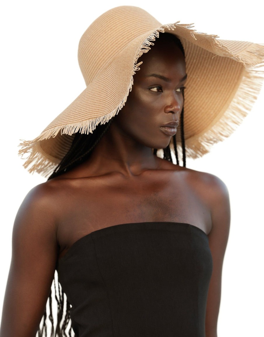 Accessories Charcoal Clothing Hats | Tamara Wide Brim Straw Hat (Caramel)