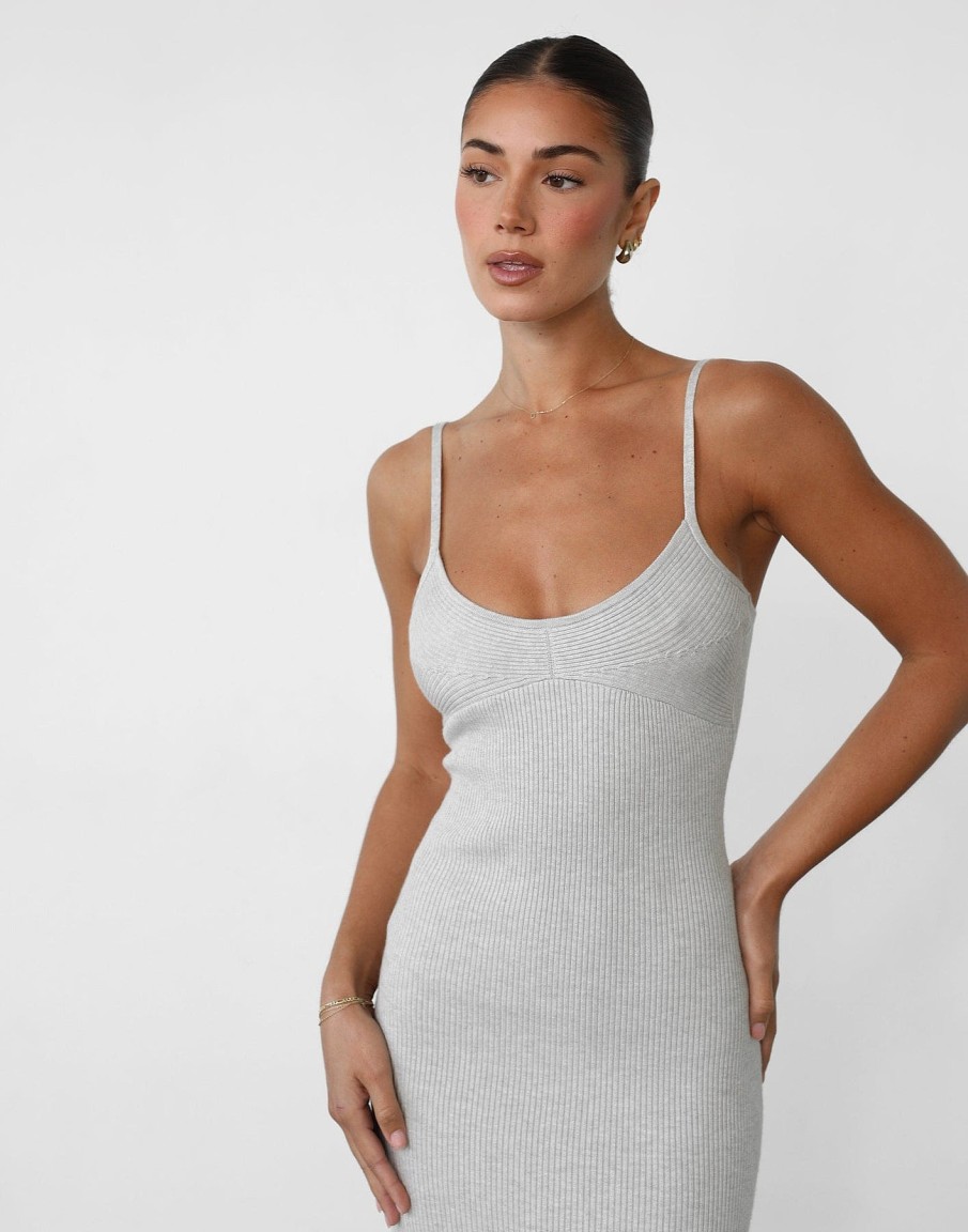 Clothing Alive Girl Partywear | Aminah Midi Dress (Light Grey)