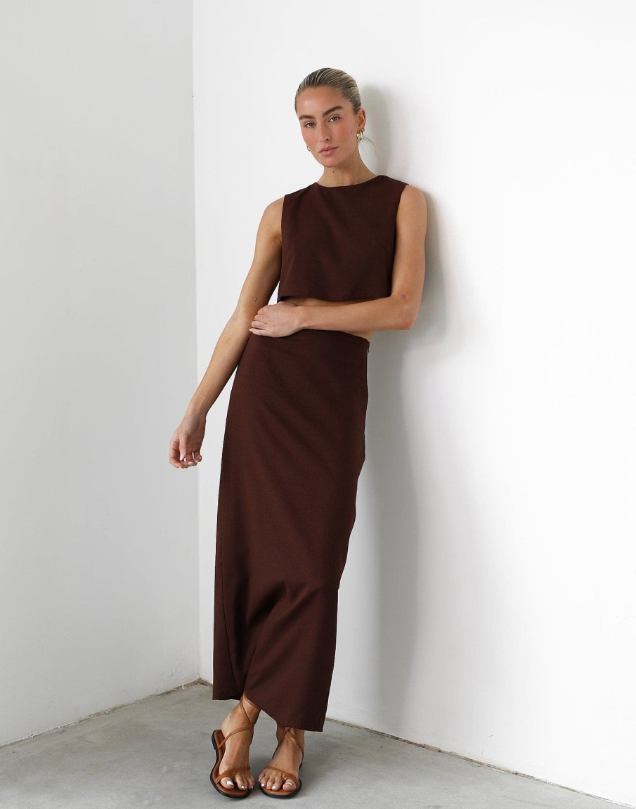 Clothing Charcoal Clothing Skirts | Como Linen Maxi Skirt (Cocoa)