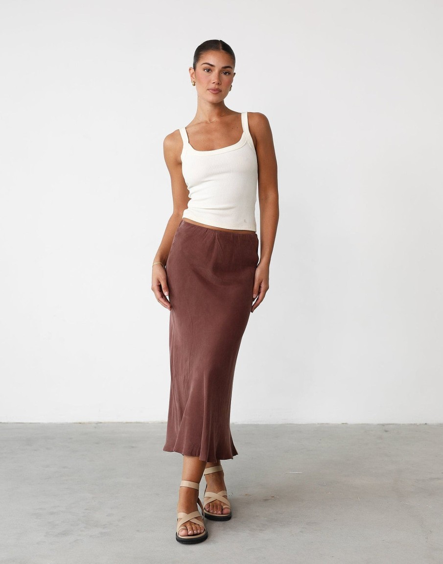 Clothing White Closet Basics Edit | Mimi Midi Skirt (Chestnut)