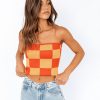 Clothing Paper Heart Crop Tops | Blake Strapless Top (Red/Orange)