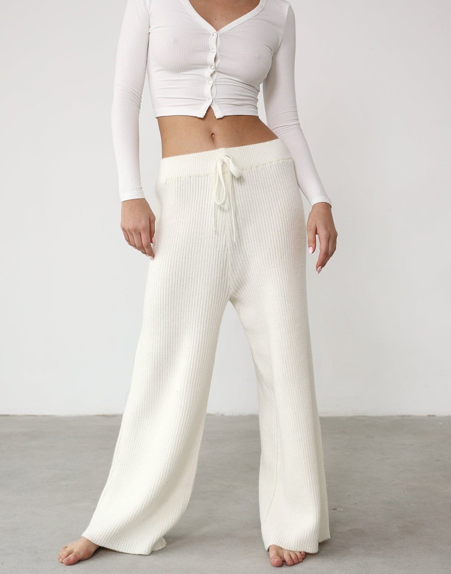 Clothing Qtrend Pants | Tavinia Knit Pants (Cream)