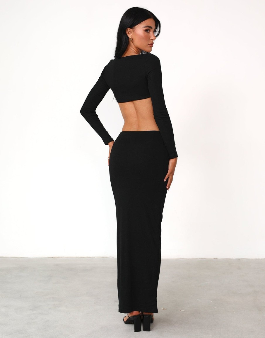 Clothing Charcoal Clothing Basics Edit | Broadway Maxi Skirt (Black)