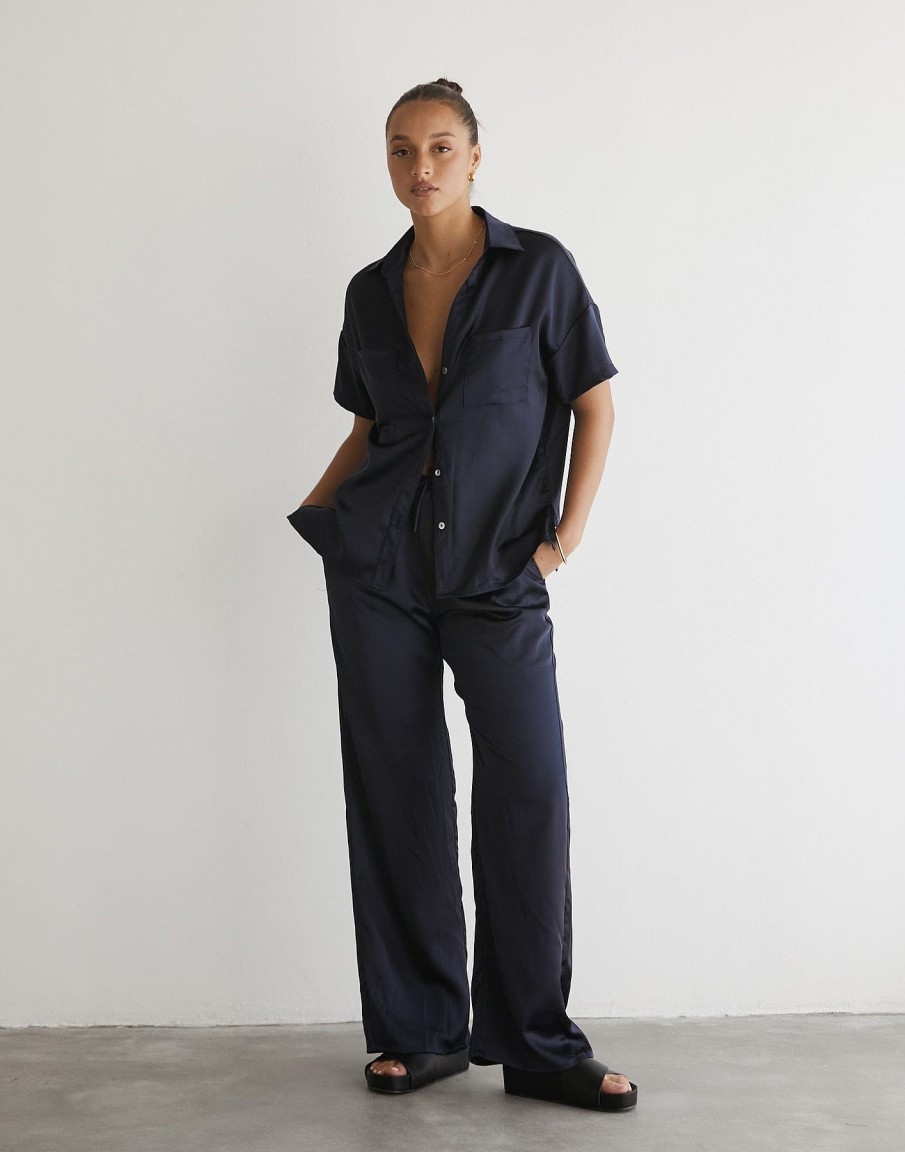 Clothing Charcoal Clothing Shirts + Blouses | Martha Shirt (Navy)