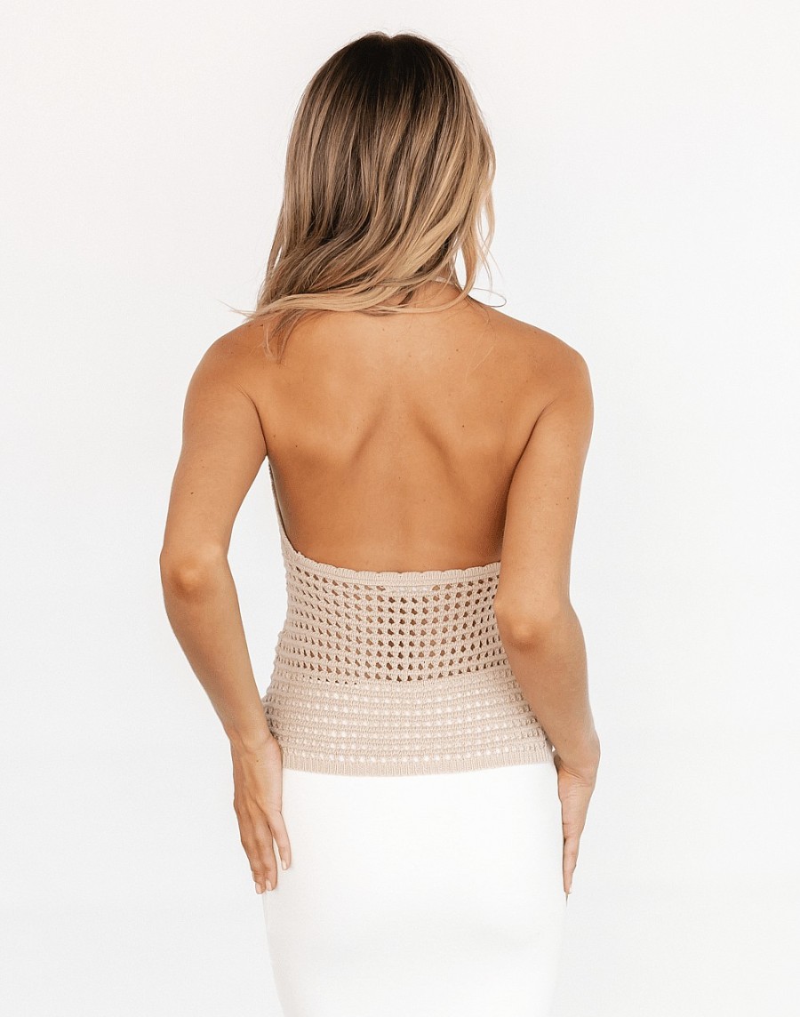 Clothing Charcoal Clothing Knitwear | Wild Soul Crochet Top (Beige)