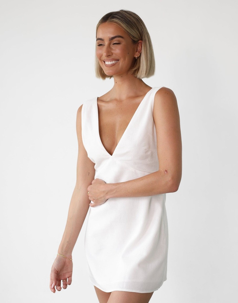 Clothing Charcoal Clothing Mini Dresses | Elio Mini Dress (White)