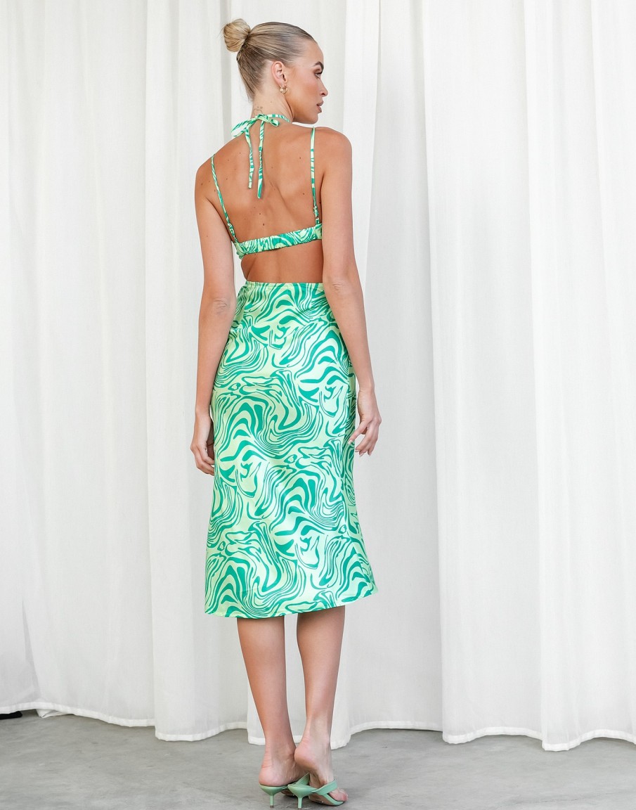 Clothing Shareen Collection Partywear | In Touch Midi Dress (Green)