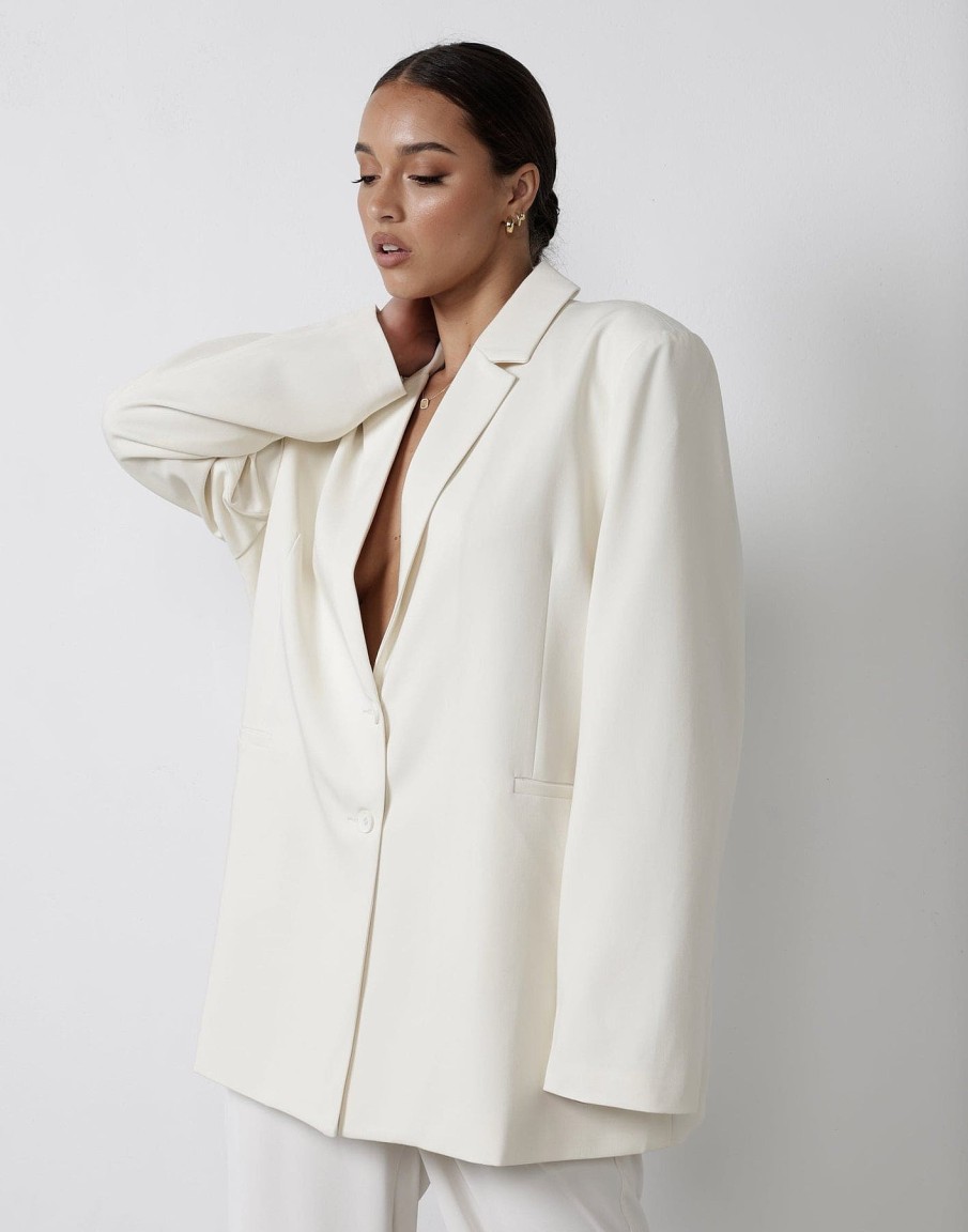 Clothing Charcoal Clothing Blazers | Ashwood Blazer (Cream)