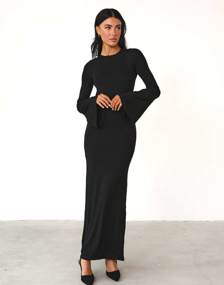 Clothing Charcoal Clothing Partywear | Carina Maxi Dress (Black)