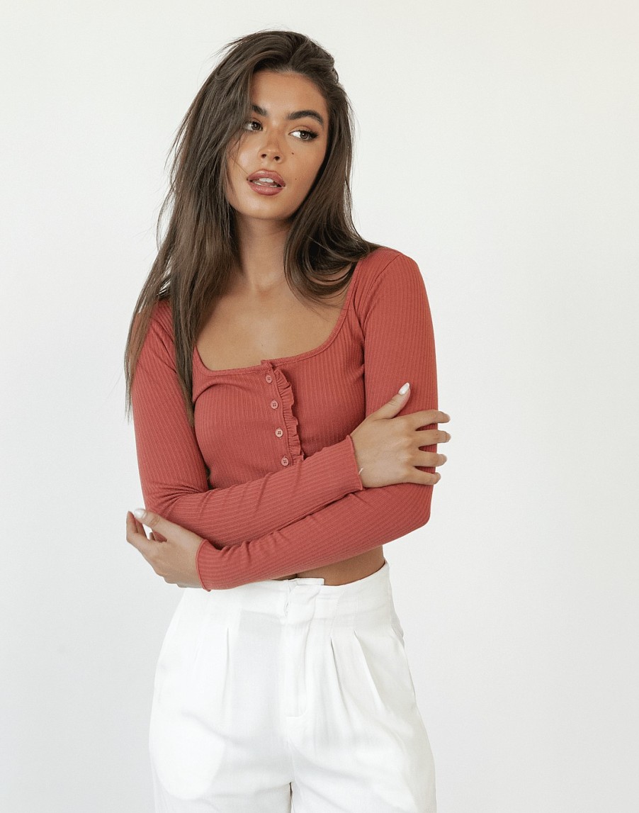 Clothing Shareen Long Sleeve Tops | Roberts Long Sleeve Top (Rust)