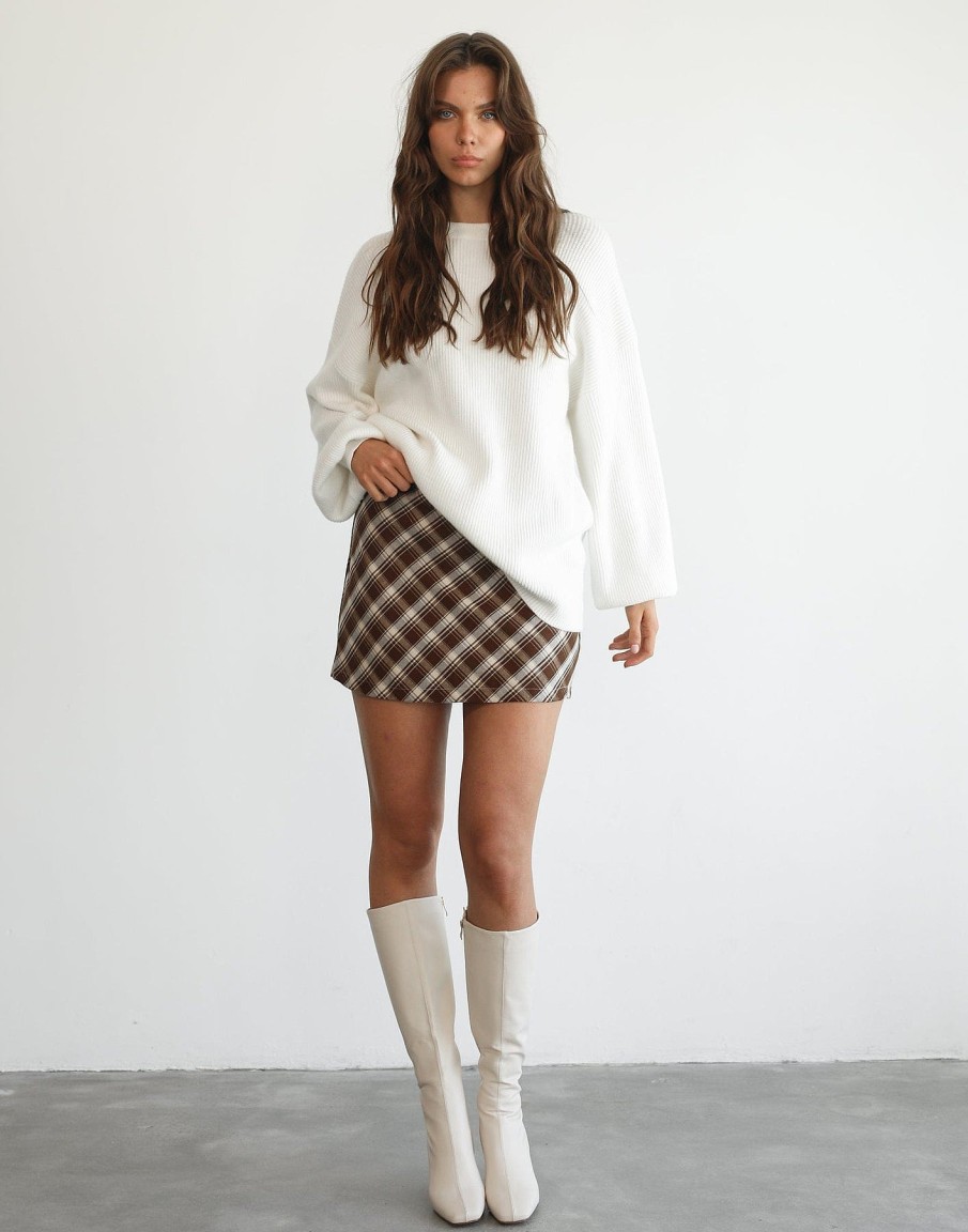 Clothing Alive Girl Skirts | Kristelle Mini Skirt (Brown Plaid)