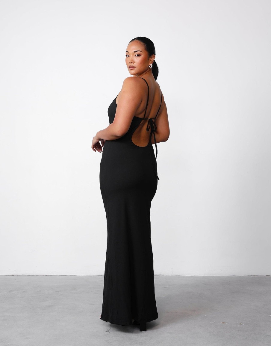 Clothing Charcoal Clothing Partywear | Alexina Maxi Dress (Black)