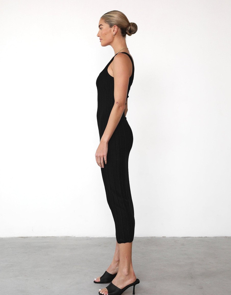 Clothing Charcoal Clothing Partywear | Ephemeral Maxi Dress (Black)