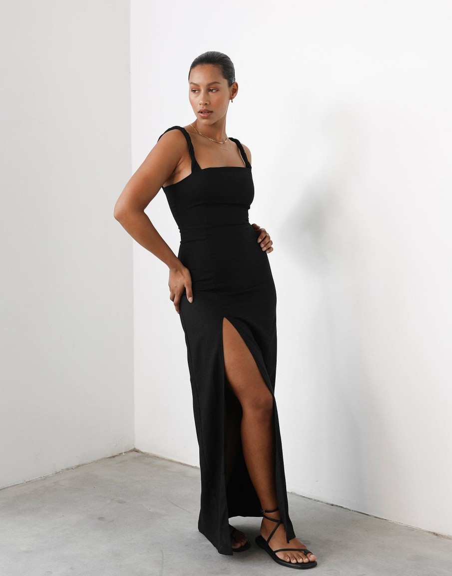 Clothing Charcoal Clothing Maxi Dresses | Bacalar Maxi Dress (Black)