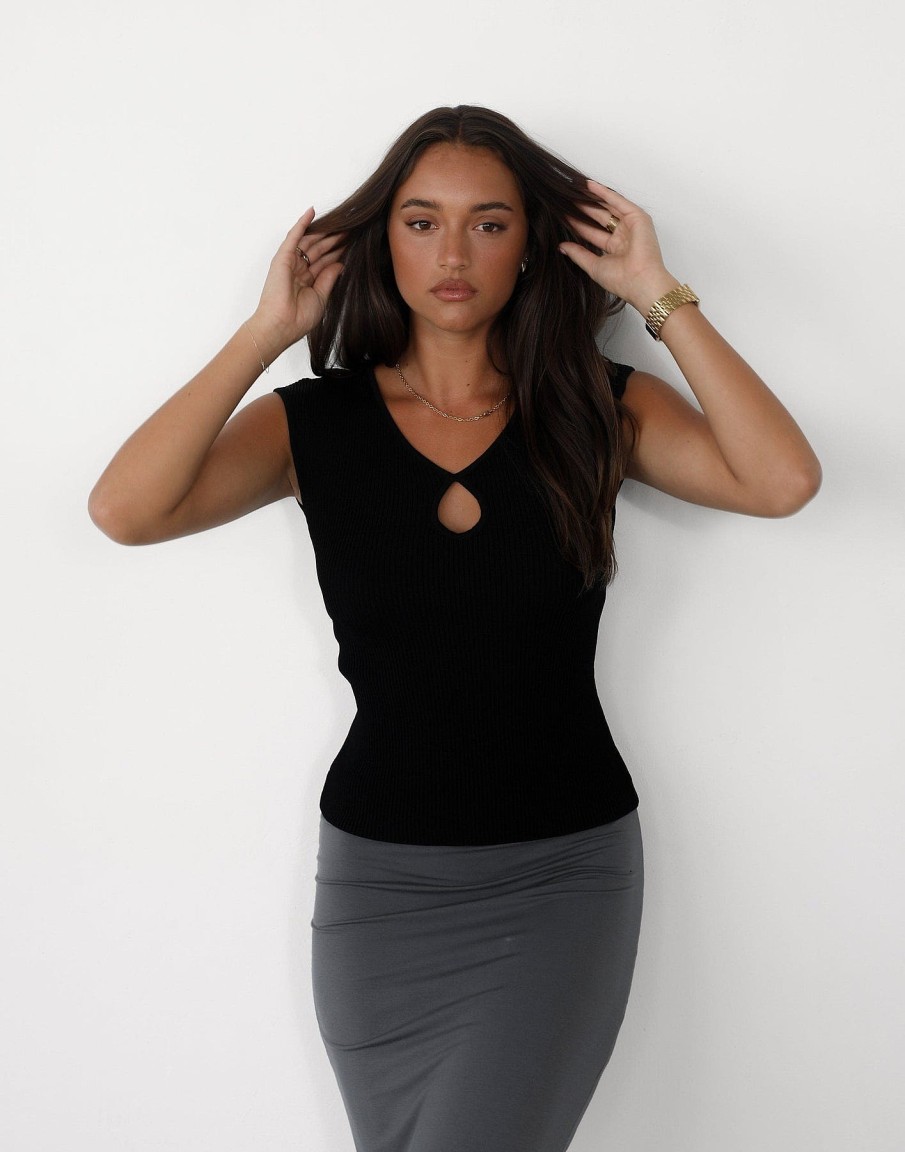 Clothing Charcoal Clothing Crop Tops | Arianah Top (Black)