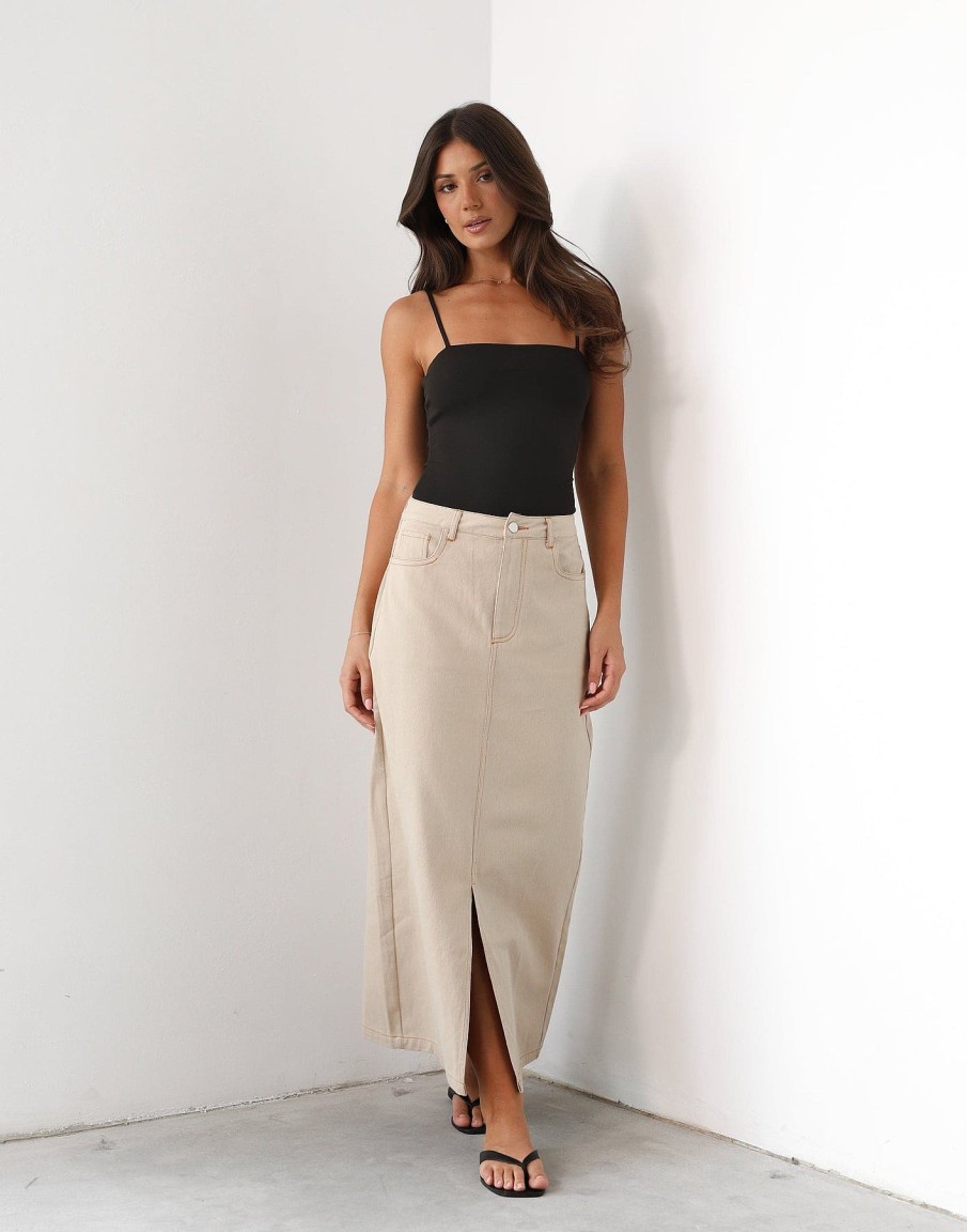 Clothing CHARCOAL Denim Edit | Yana Maxi Skirt (Beige)