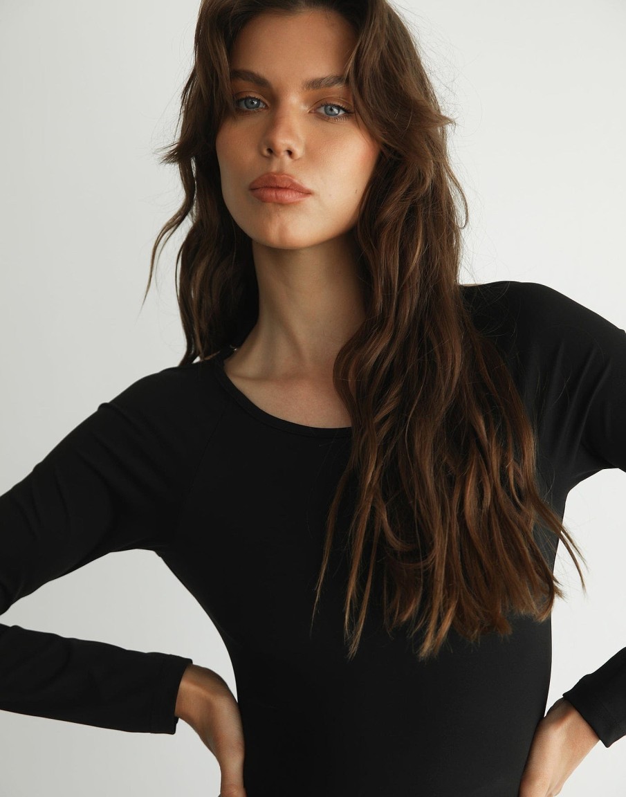 Clothing Qtrend Long Sleeve Tops | Nicky Bodysuit (Black)