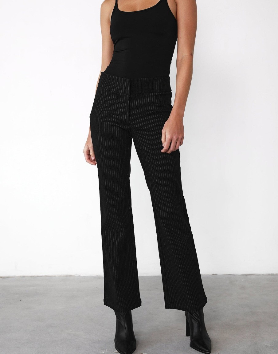 Clothing Charcoal Clothing Workwear | Allie Pants (Black Pinstripe)