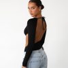 Clothing Charcoal Clothing Long Sleeve Tops | Devoted Bodysuit (Black)