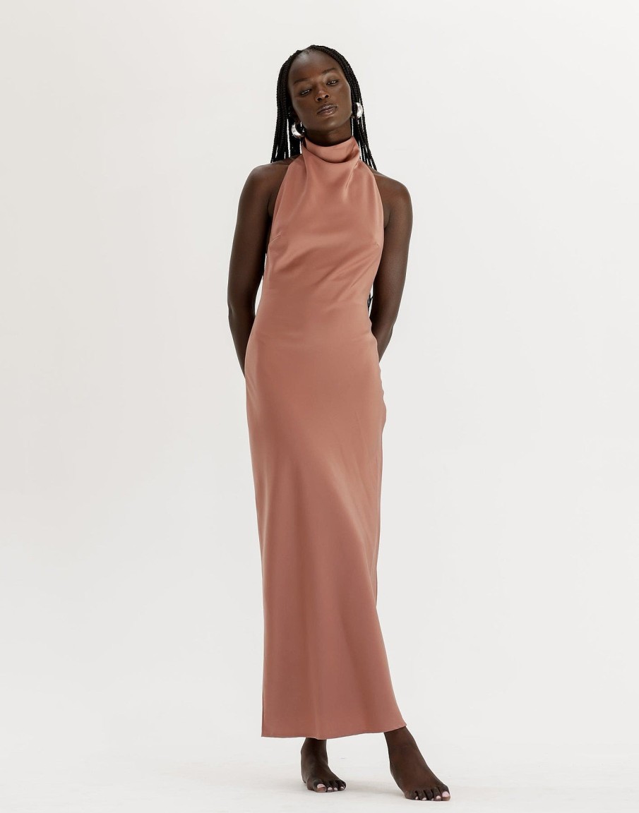 Clothing Charcoal Clothing Partywear | Clara Maxi Dress (Dusty Rose)