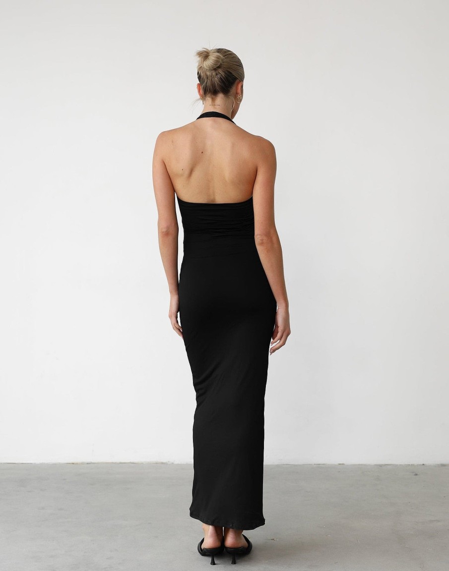 Clothing Qtrend Partywear | Veena Maxi Dress (Black)