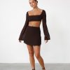 Clothing Charcoal Clothing Partywear | Abby Mini Skirt (Cocoa)