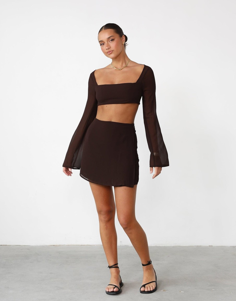 Clothing Charcoal Clothing Partywear | Abby Mini Skirt (Cocoa)