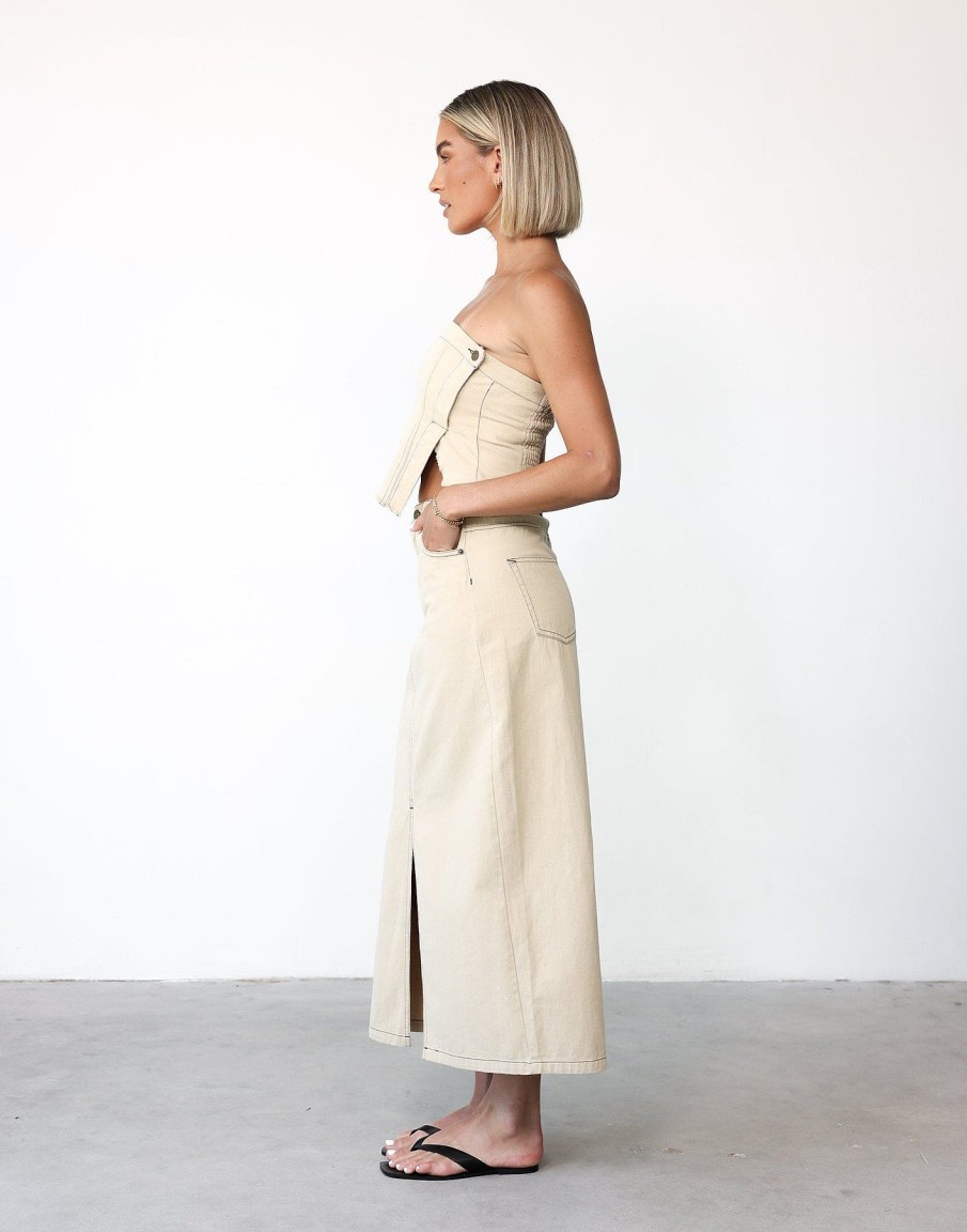 Clothing CHARCOAL Basics Edit | Shrina Maxi Skirt (Beige)