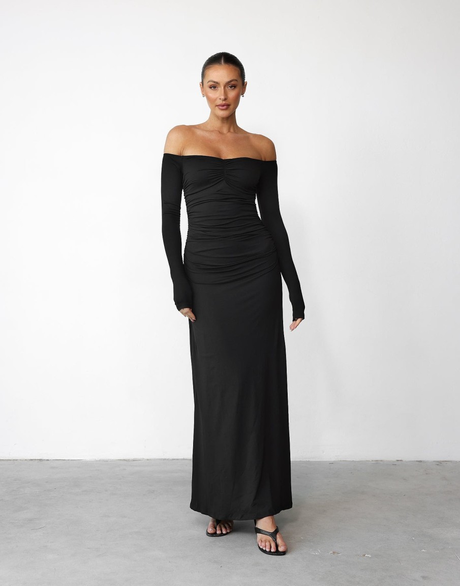 Clothing Charcoal Clothing Maxi Dresses | Josephine Maxi Dress (Black)