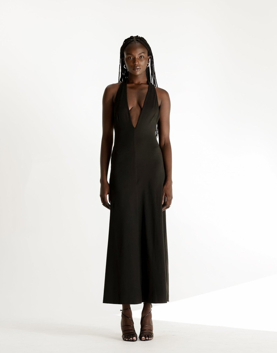 Clothing Charcoal Clothing Partywear | Victoria Maxi Dress (Black)