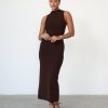 Clothing Charcoal Clothing Partywear | Breaking News Mesh Maxi Dress (Cocoa)