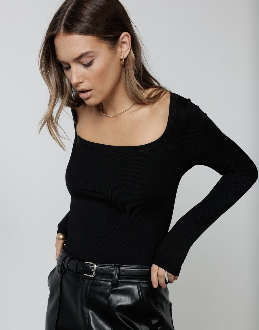 Clothing Charcoal Clothing Basics Edit | Candice Long Sleeve Top (Black)