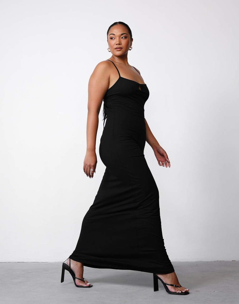 Clothing Charcoal Clothing Partywear | Alexina Maxi Dress (Black)