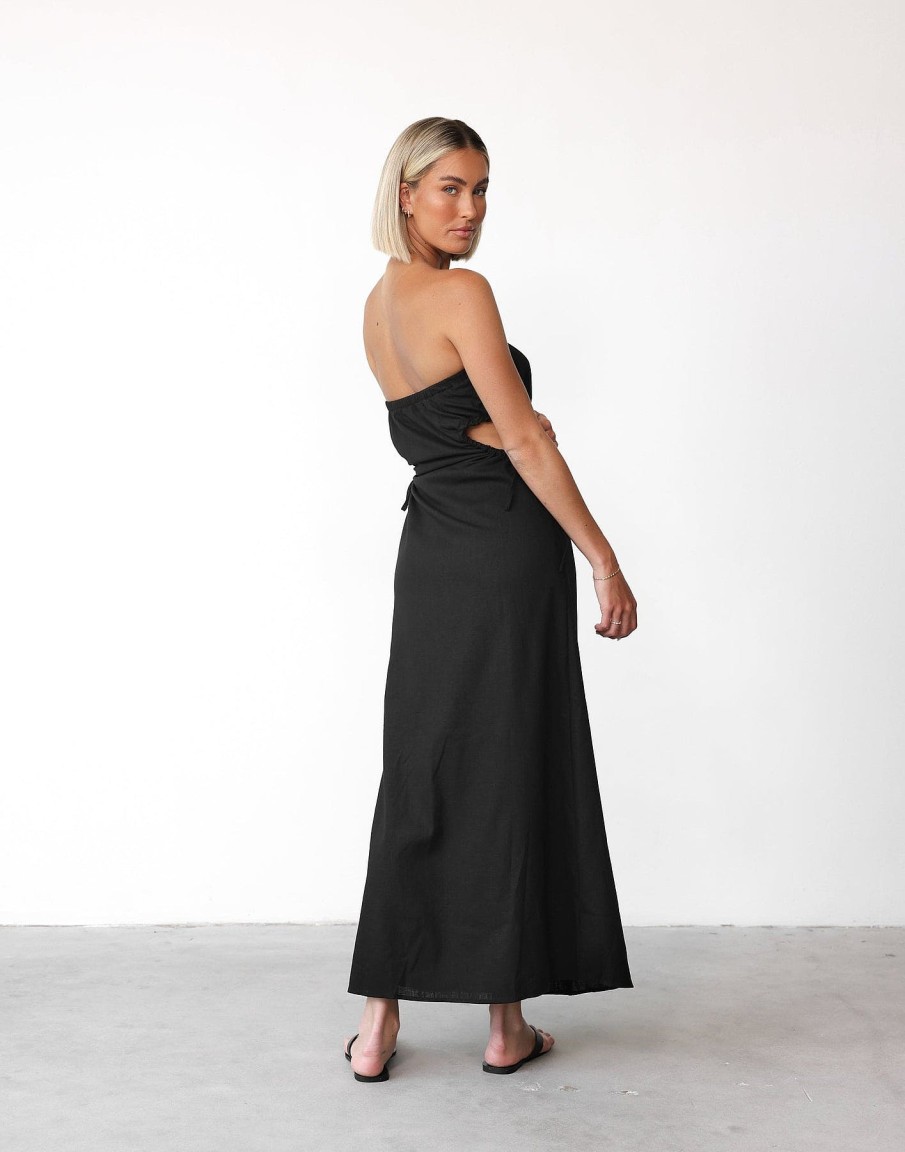 Clothing CHARCOAL Maxi Dresses | Mikaela Maxi Dress (Black)