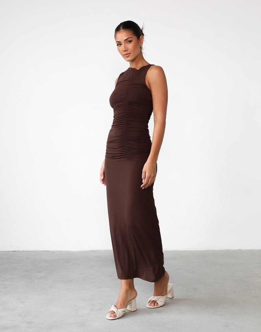 Clothing CHARCOAL Partywear | Delphine Maxi Dress (Cocoa)