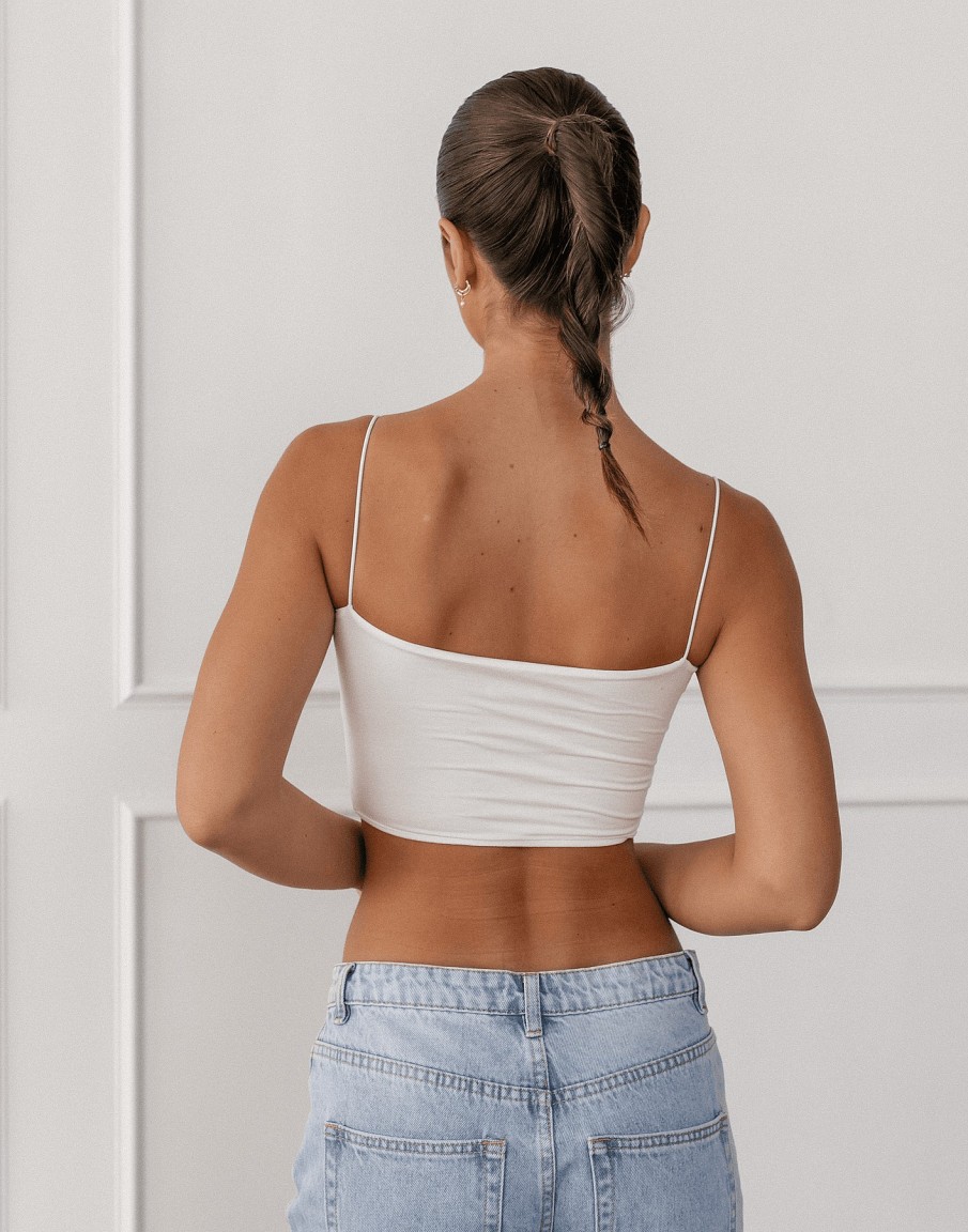 Clothing Charcoal Clothing Basics Edit | Tammy Crop Top (White)