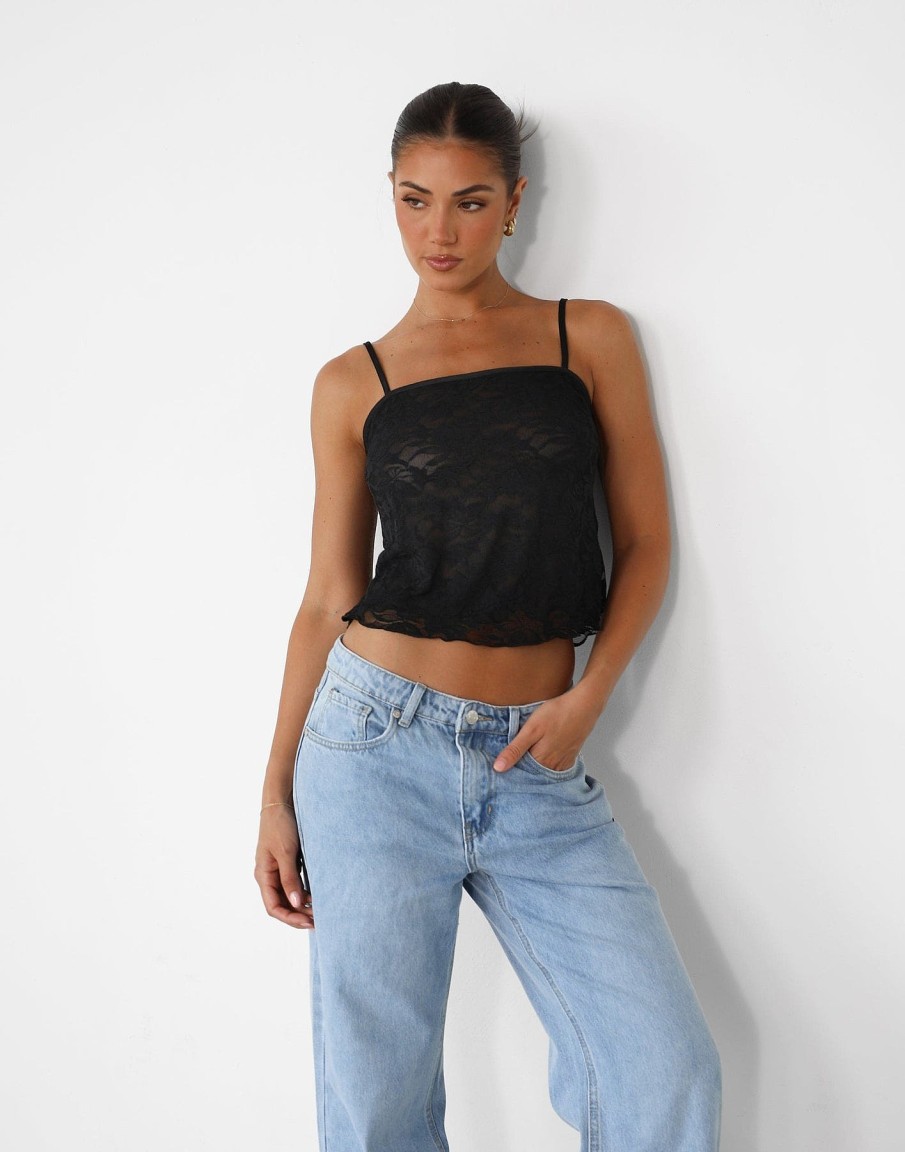 Clothing Charcoal Clothing Long Sleeve Tops | Florence Cami Top (Black)