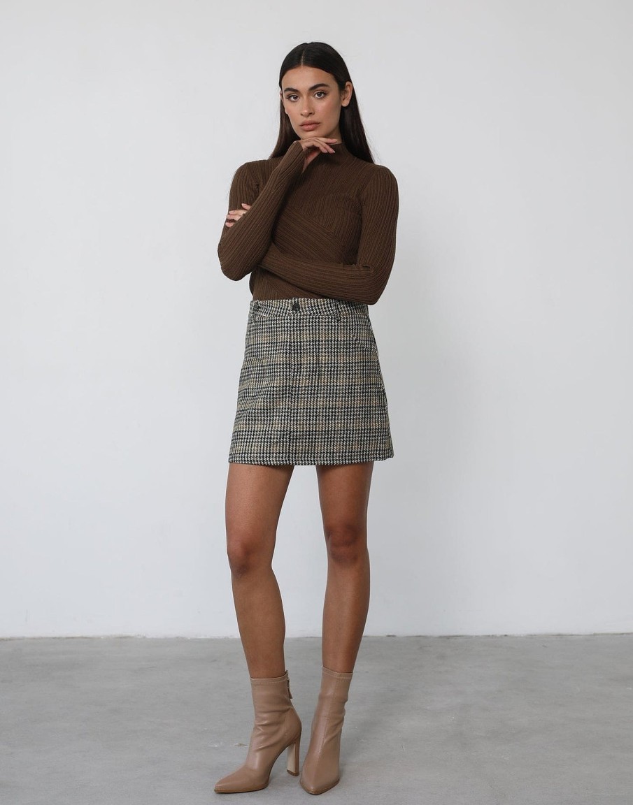 Clothing Qtrend Workwear | Kirsten Long Sleeve Top (Brown)