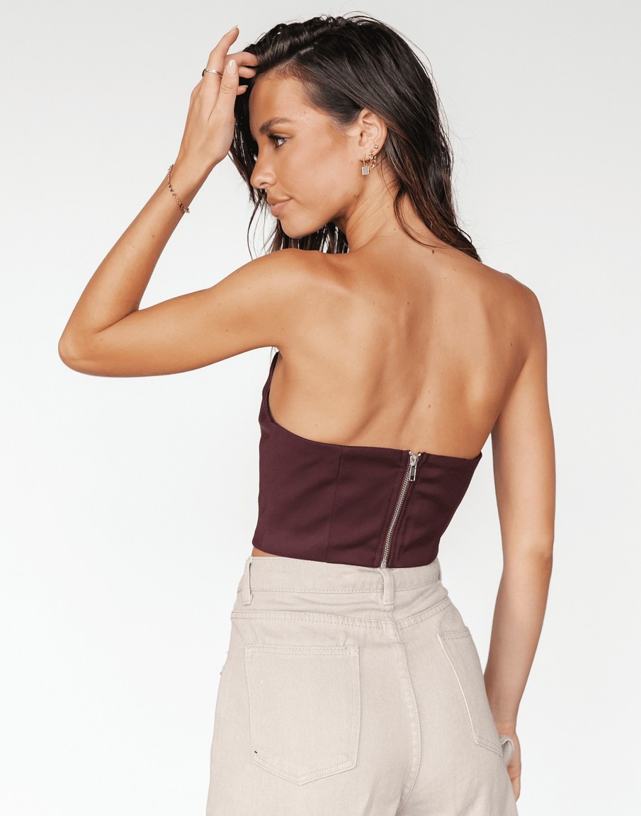 Clothing Charcoal Clothing Basics Edit | Close To You Corset Top (Wine)