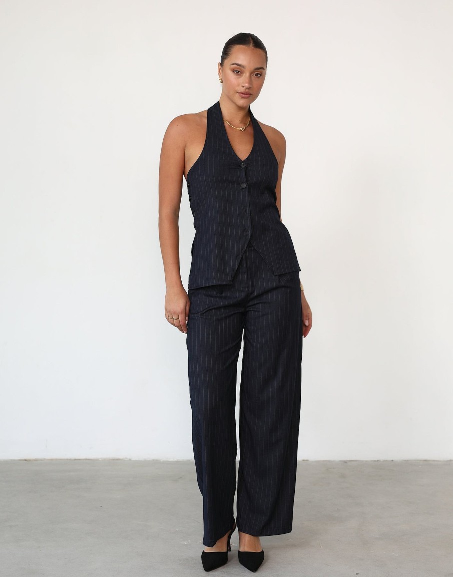 Clothing Qtrend Workwear | Devyn Pants (Navy Pinstripe)