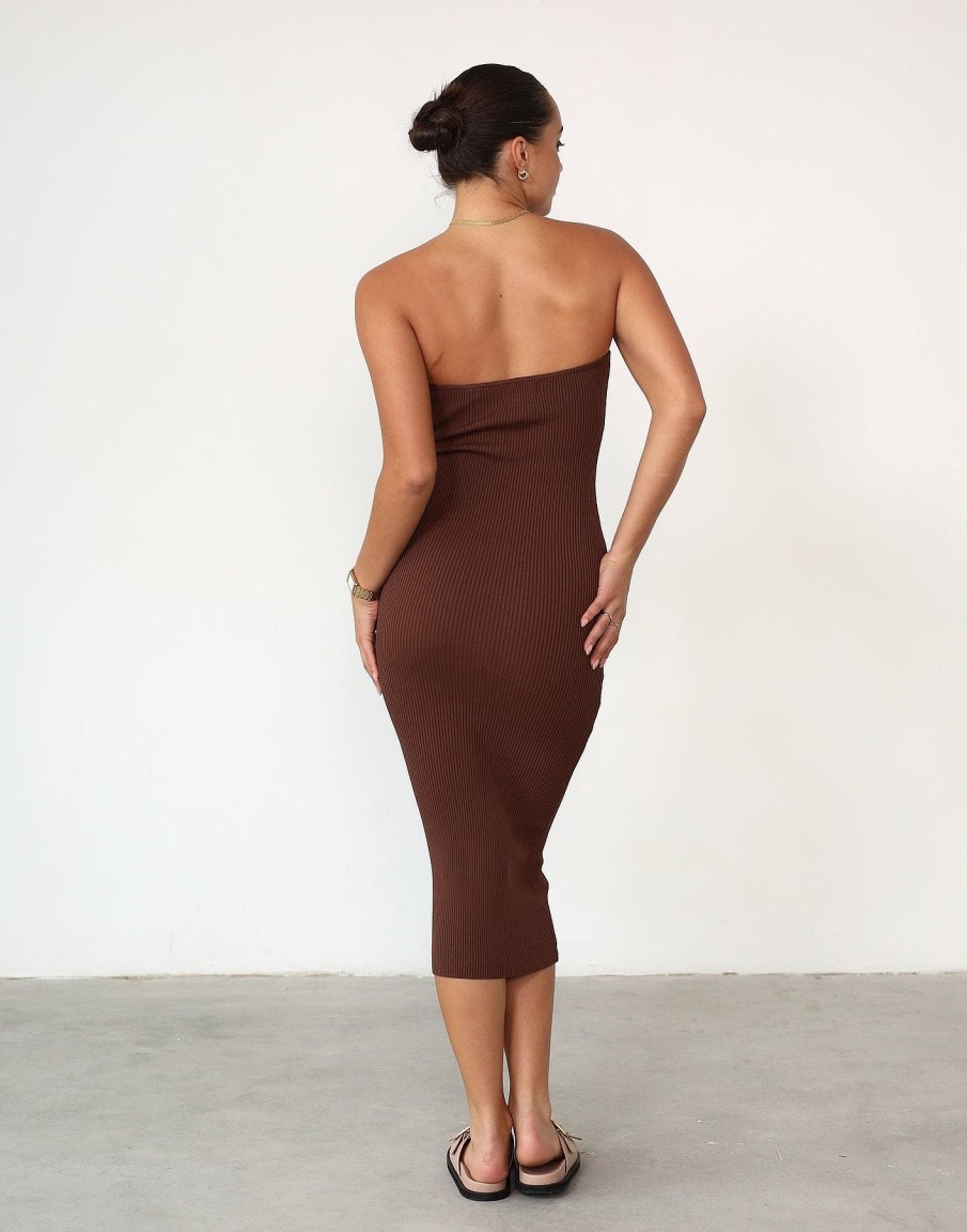 Clothing Style State Partywear | Marion Knit Midi Dress (Brown)