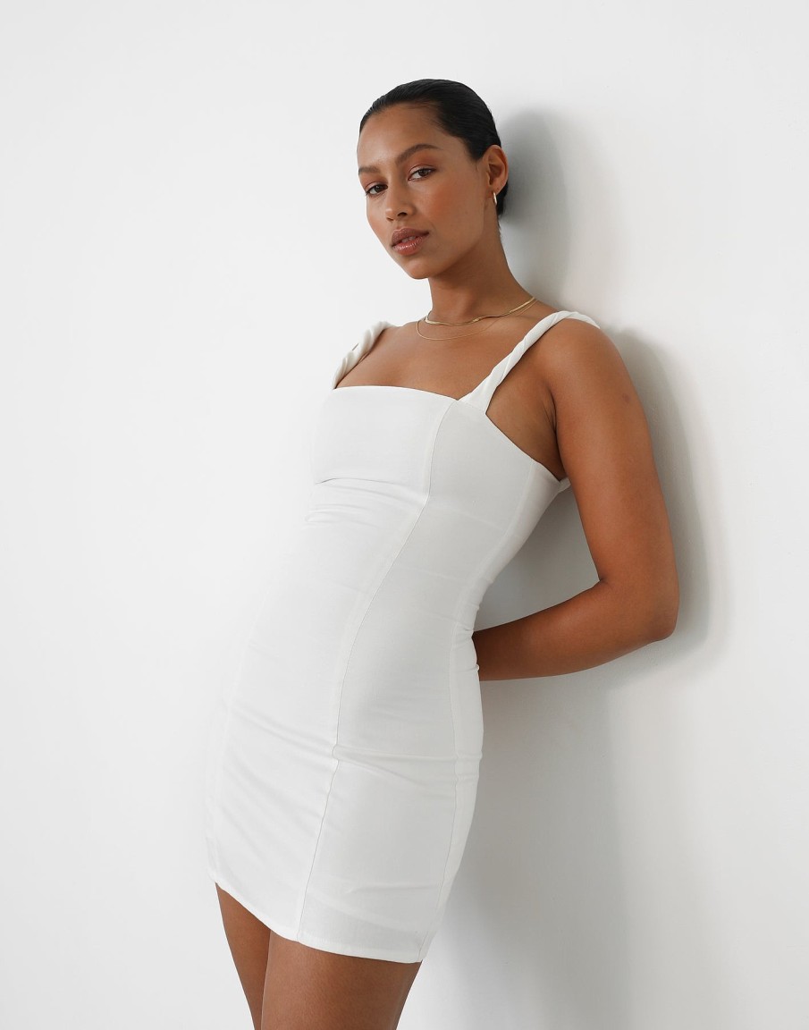 Clothing Charcoal Clothing Partywear | Bacalar Mini Dress (White)