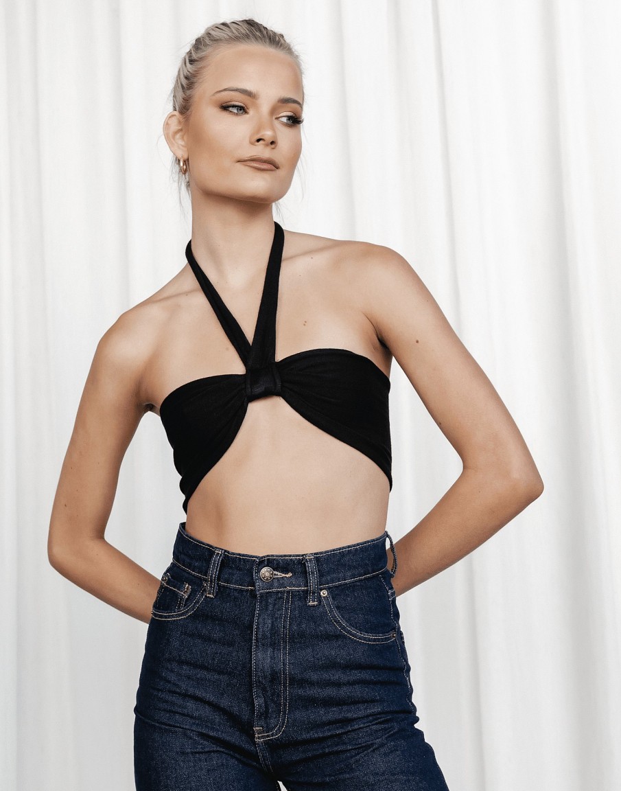 Clothing My Girl Crop Tops | Sitting Pretty Crop Top (Black)