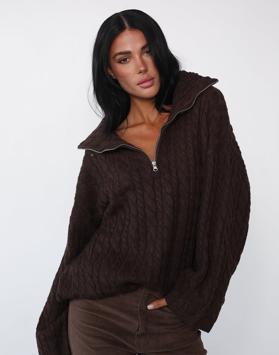 Clothing White Closet Knitwear | Shiran Jumper (Brown)