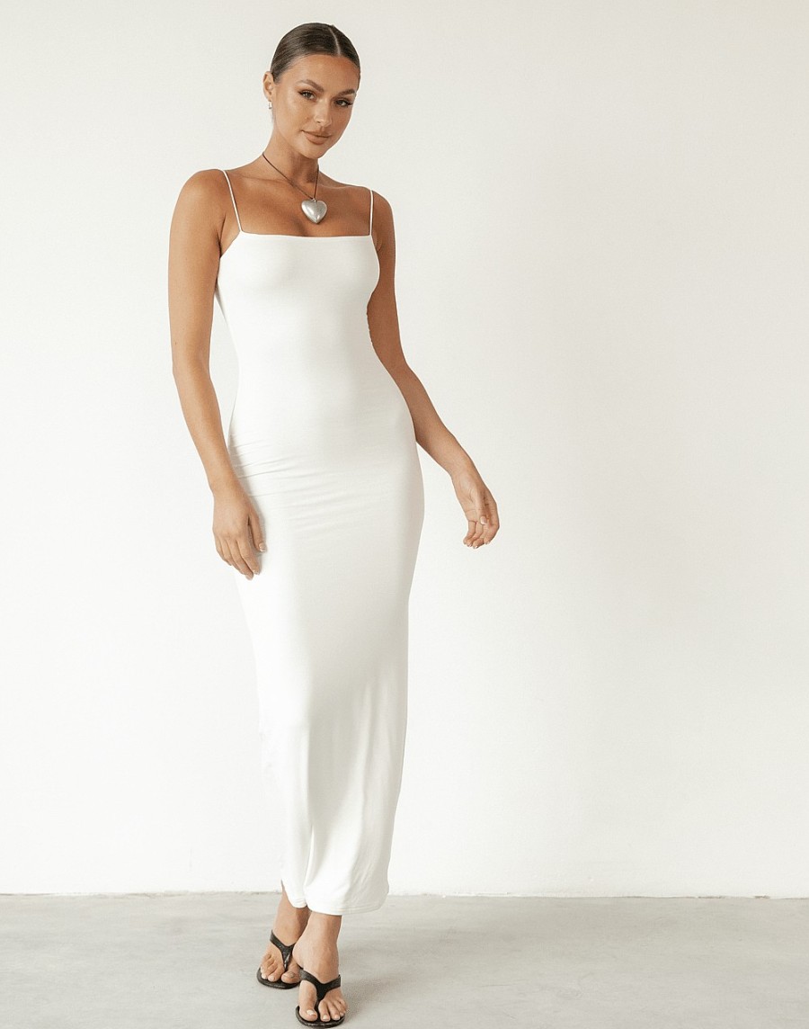 Clothing Charcoal Clothing Partywear | Tammy Maxi Dress (White)