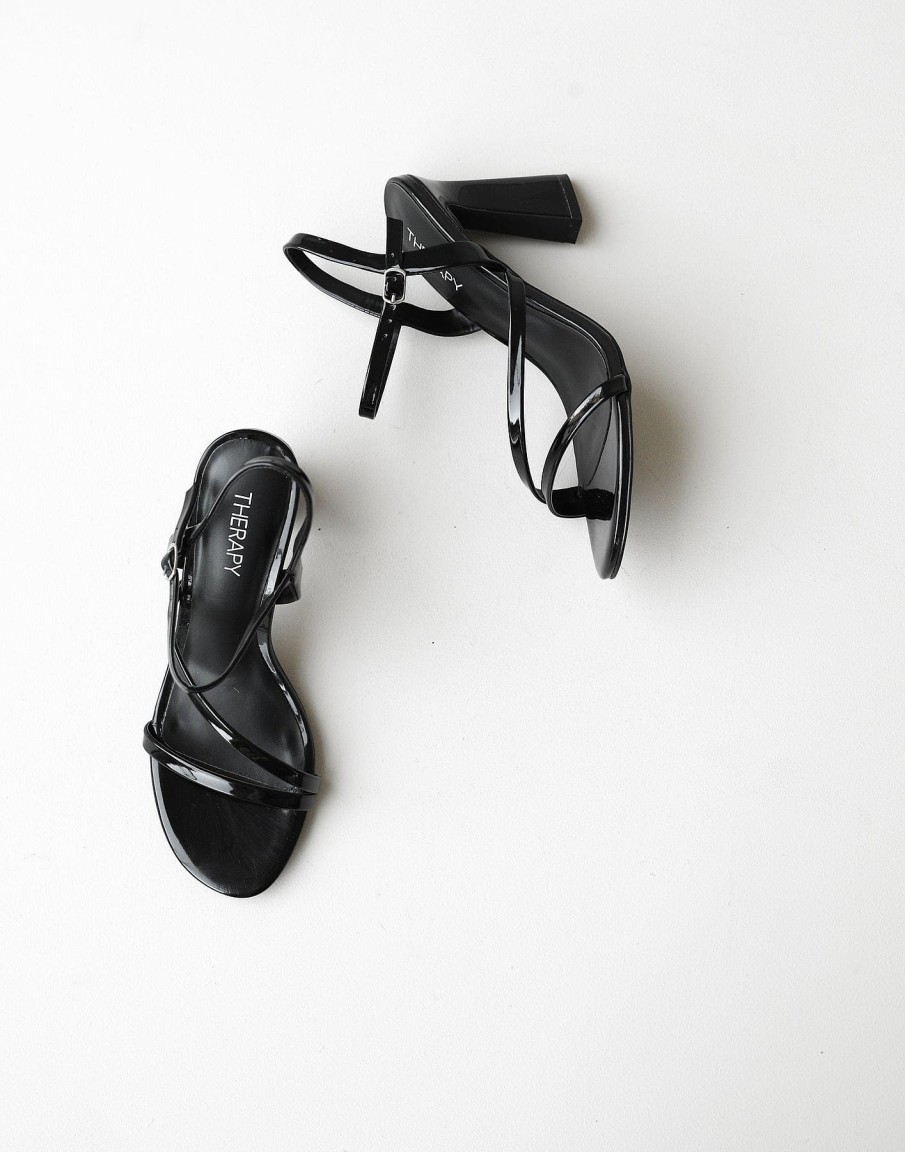 Shoes Charcoal Clothing | Ida Heels (Black Patent Pu) - By Therapy