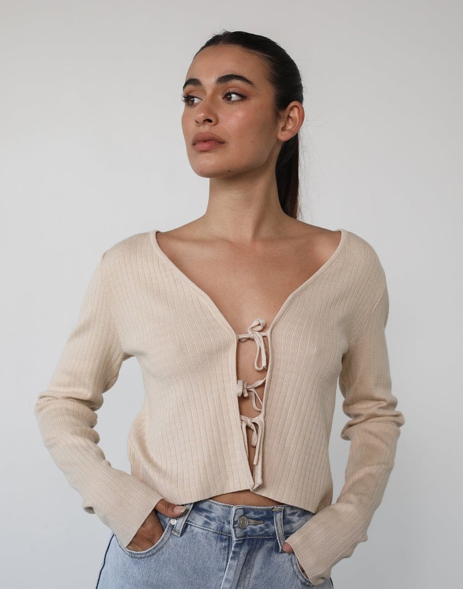 Clothing Qtrend Long Sleeve Tops | Charlize Long Sleeve Top (Beige)