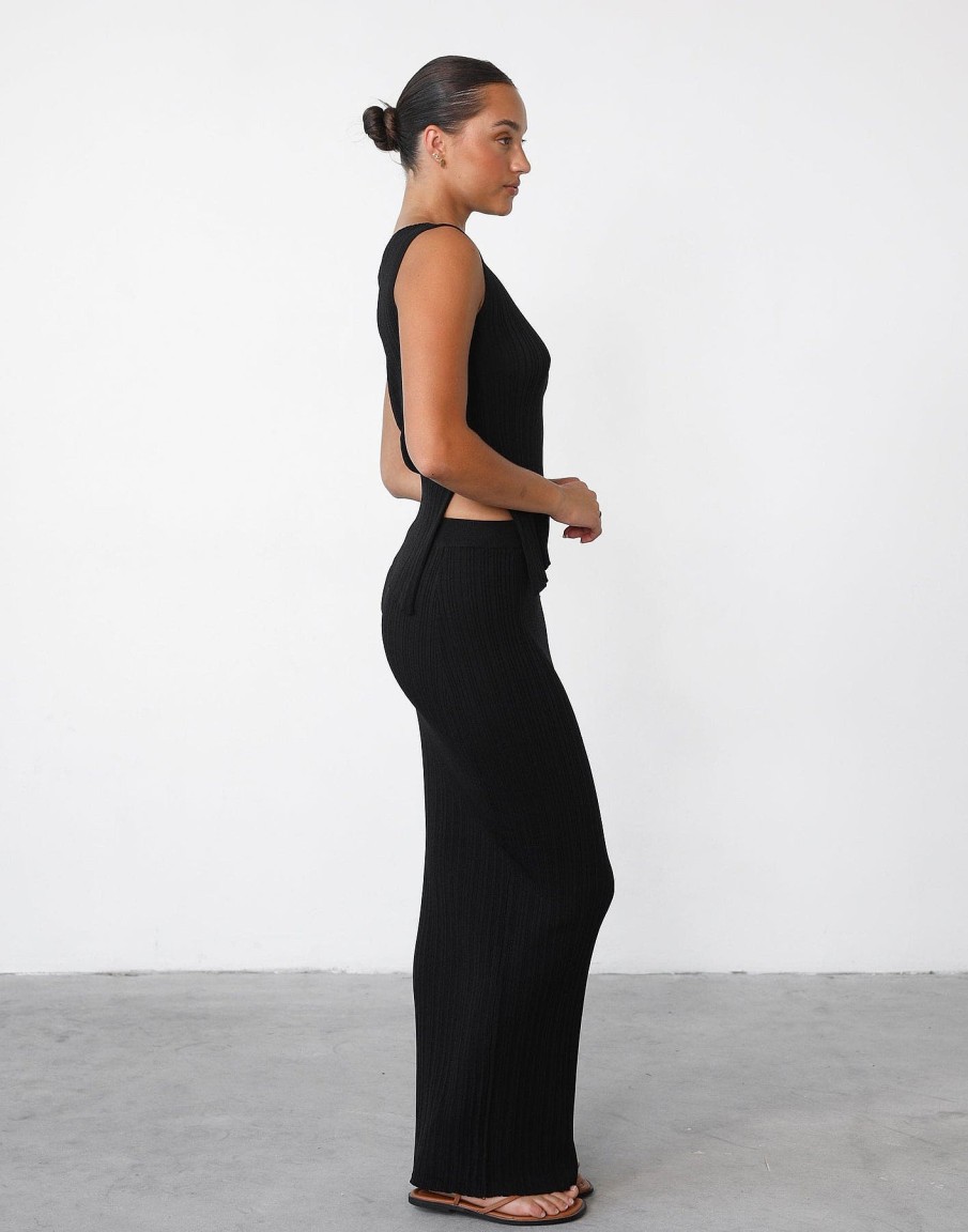 Clothing Qtrend Knitwear | Kienna Maxi Skirt (Black)