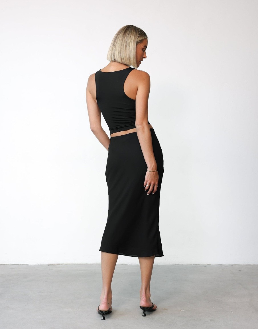 Clothing Charcoal Clothing Partywear | Isla Midi Skirt (Black)